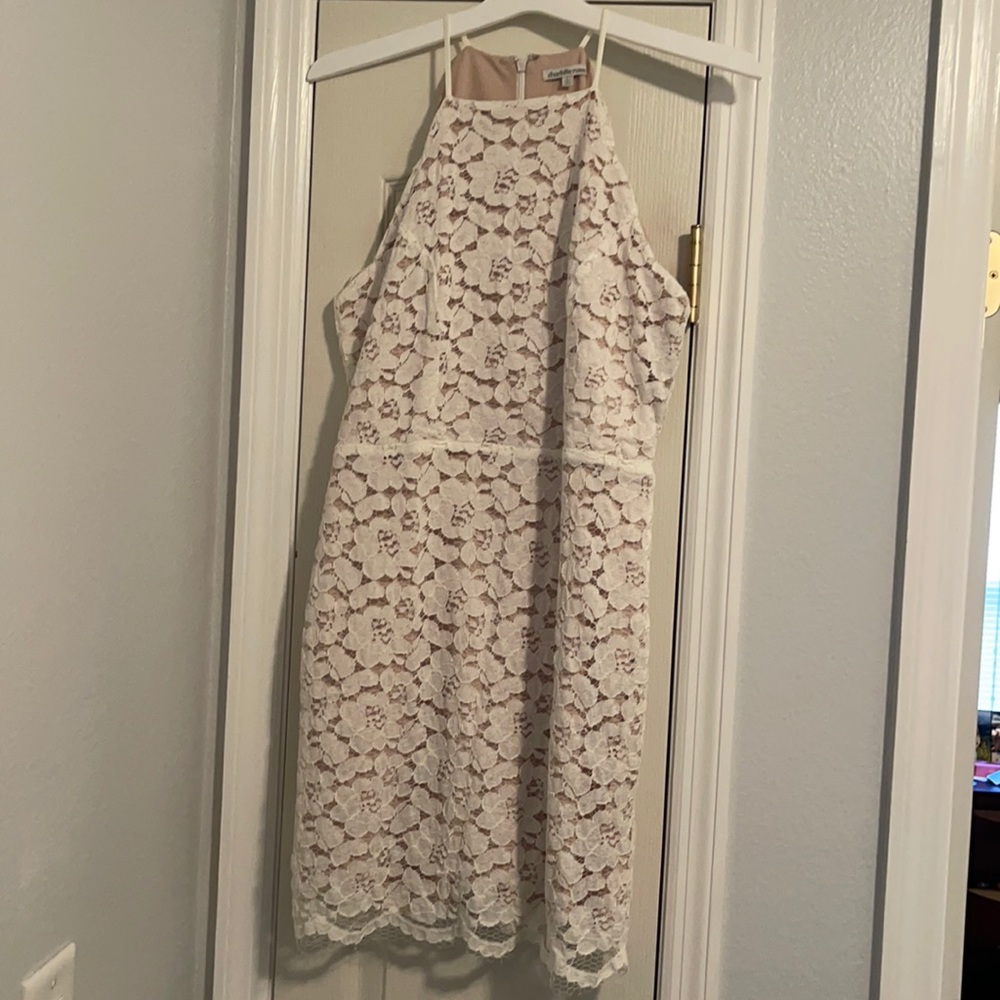 Charlotte Russe white lace fitted dress